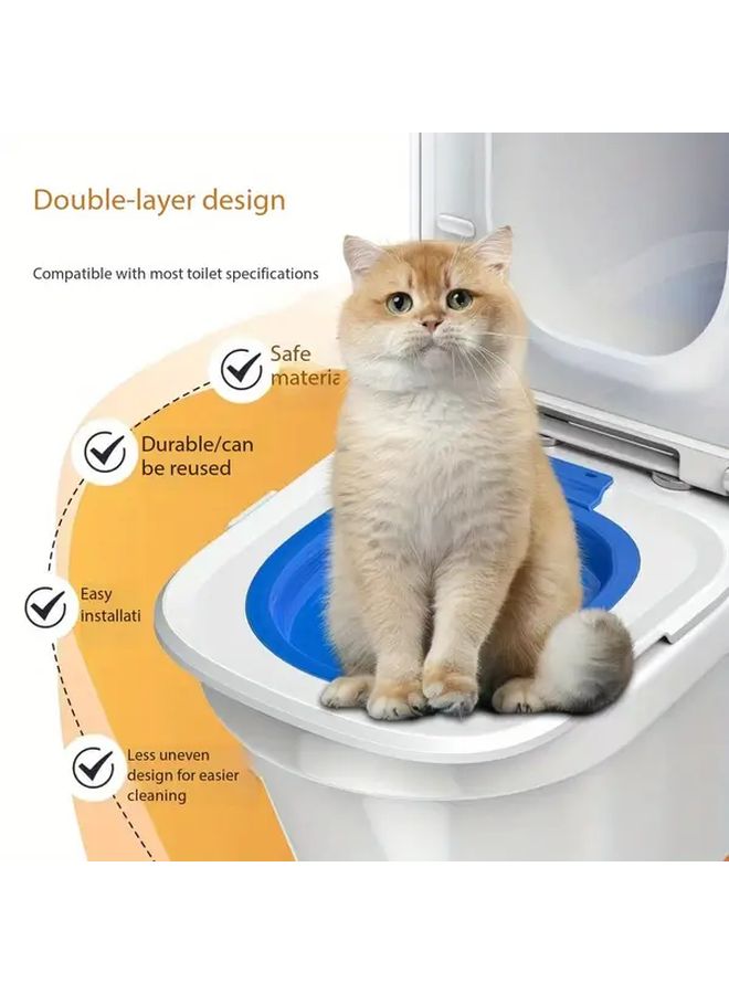 Blue Cat Toilet Training System with Removable Deodorizing Tray Easy Clean Design - Image 1